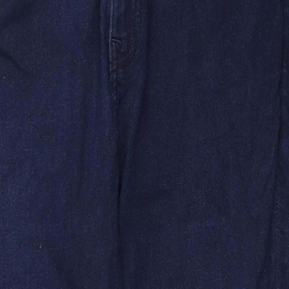 Marks and Spencer Womens Blue Cotton Tapered Jeans Size 14 Regular Zip