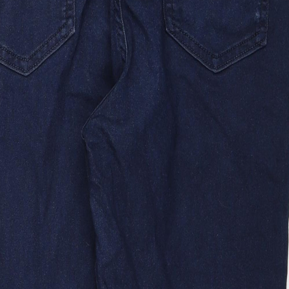 Marks and Spencer Womens Blue Cotton Tapered Jeans Size 14 Regular Zip