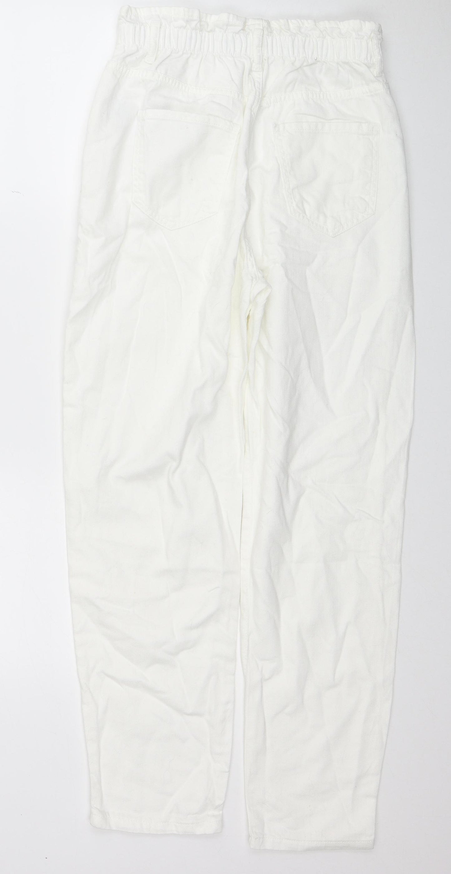 Zara Womens White Cotton Straight Jeans Size 8 Regular Button