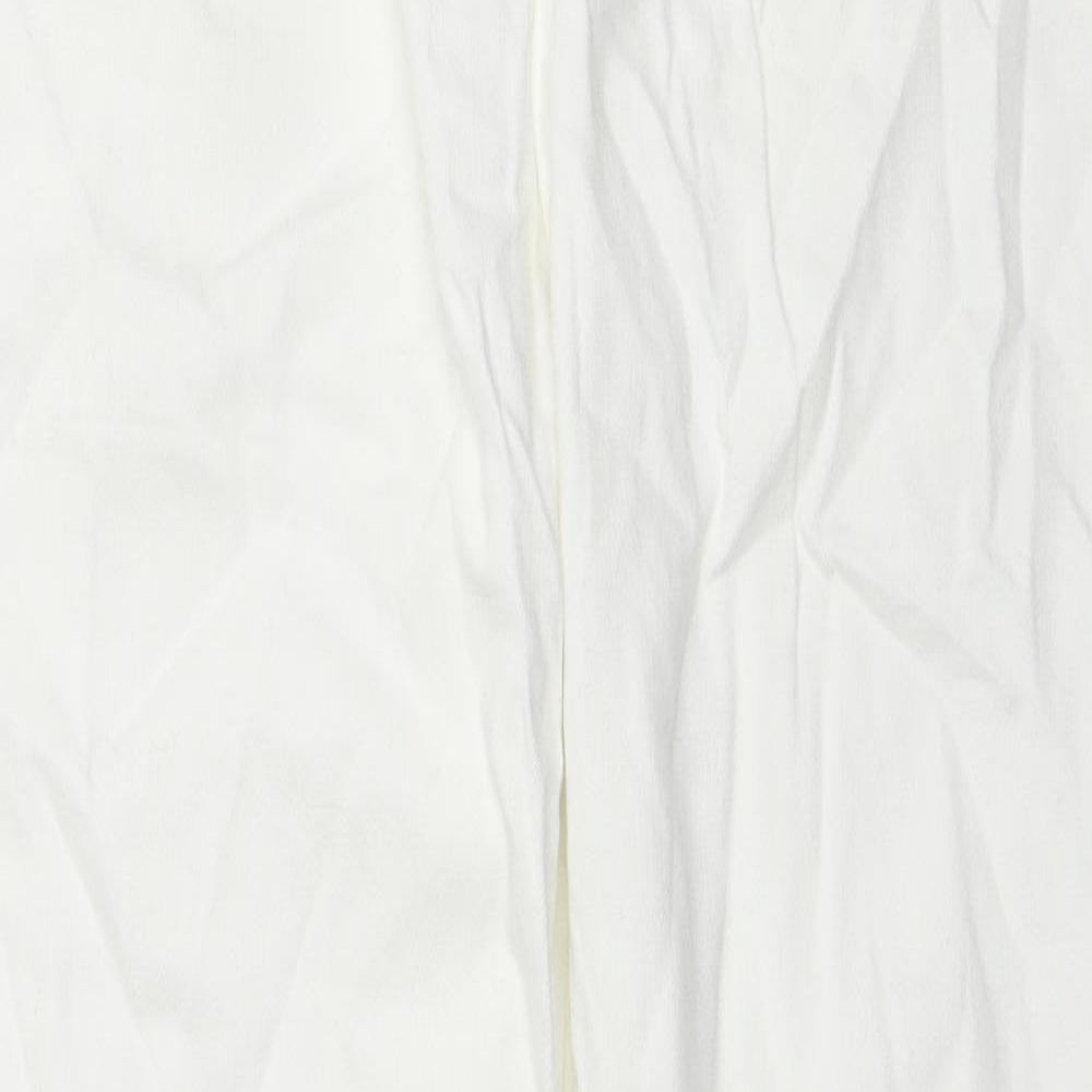 Zara Womens White Cotton Straight Jeans Size 8 Regular Button
