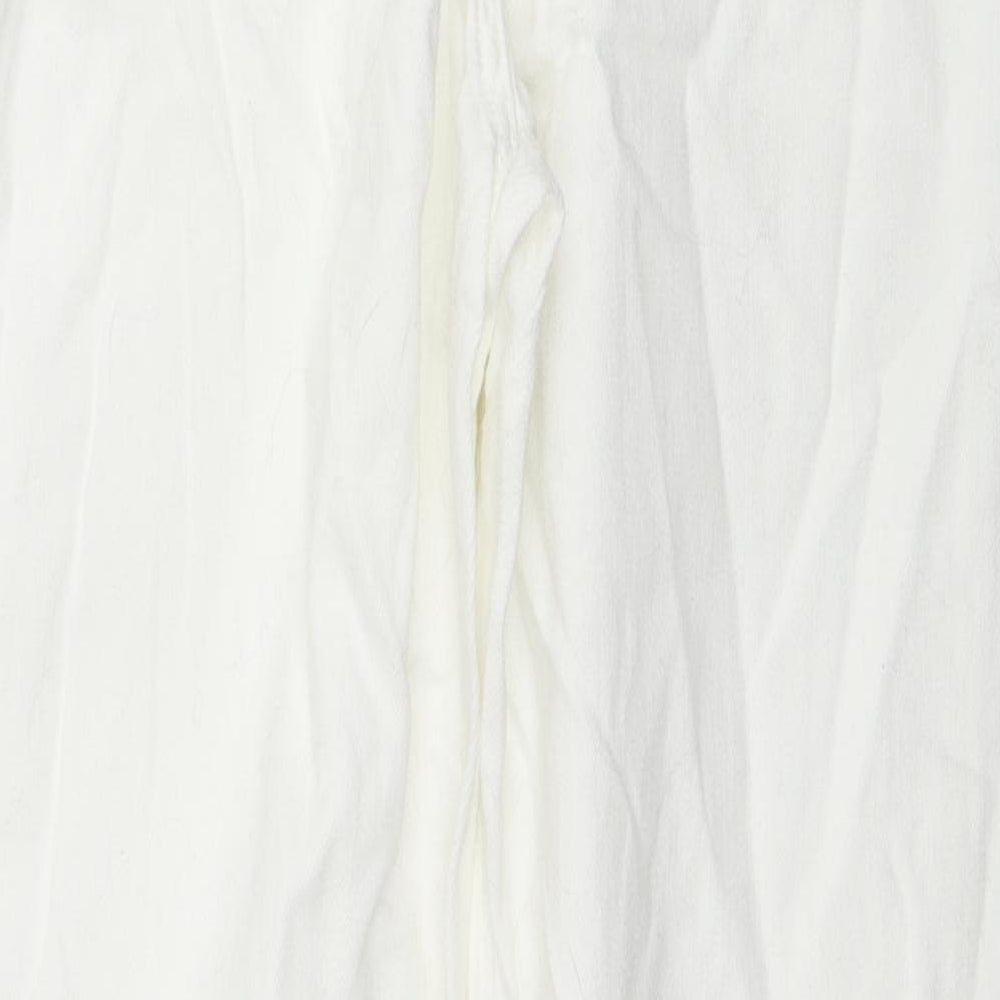 Zara Womens White Cotton Straight Jeans Size 8 Regular Button