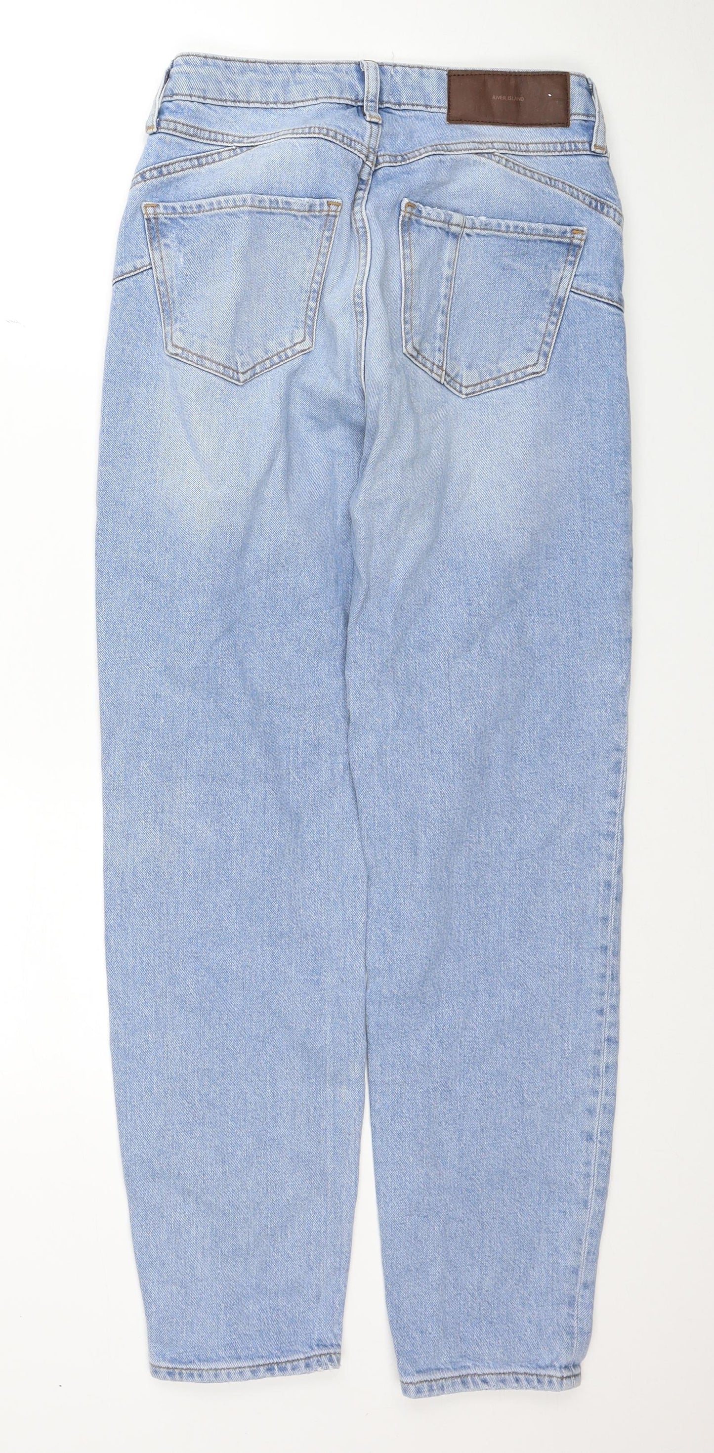 River Island Womens Blue Cotton Straight Jeans Size 8 Regular Zip