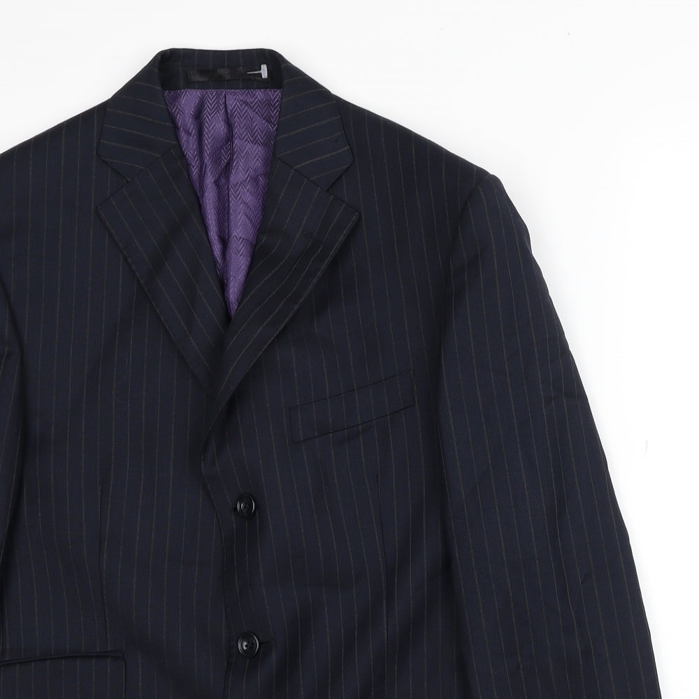 Marks and Spencer Mens Black Striped Wool Jacket Suit Jacket Size 38
