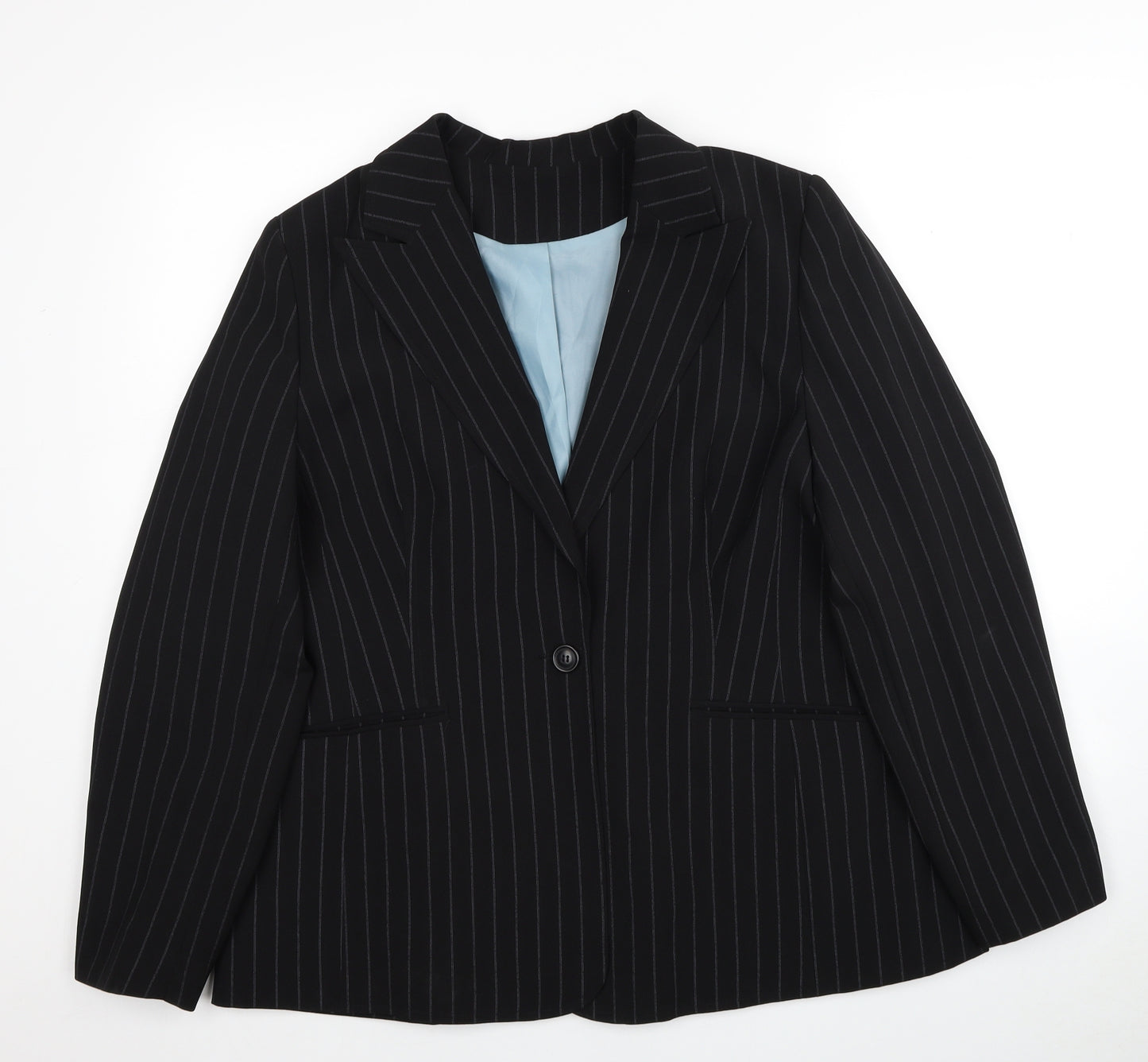 Dorothy Perkins Womens Black Striped Polyester Jacket Suit Jacket Size 20