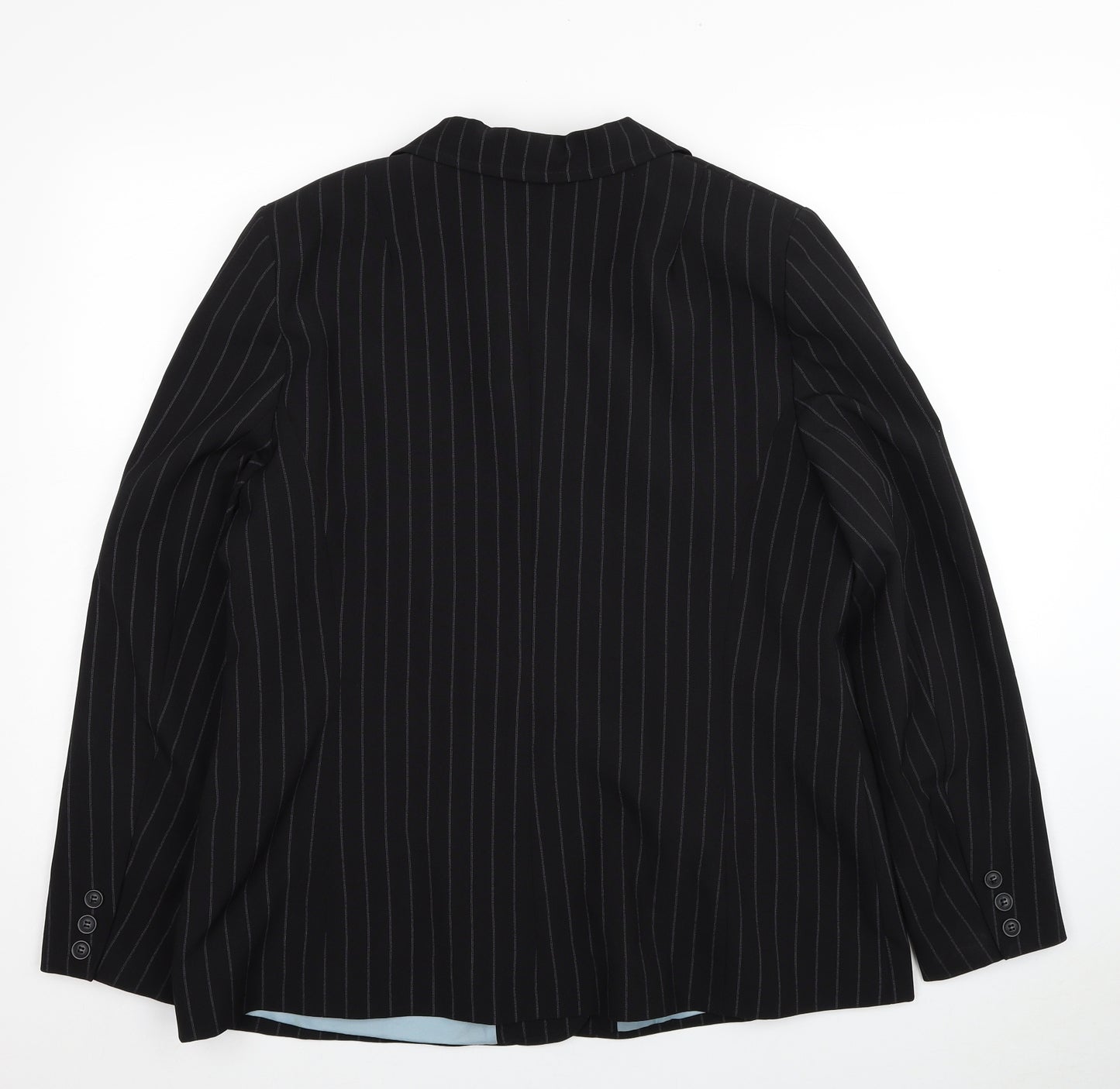 Dorothy Perkins Womens Black Striped Polyester Jacket Suit Jacket Size 20
