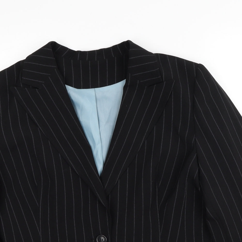Dorothy Perkins Womens Black Striped Polyester Jacket Suit Jacket Size 20