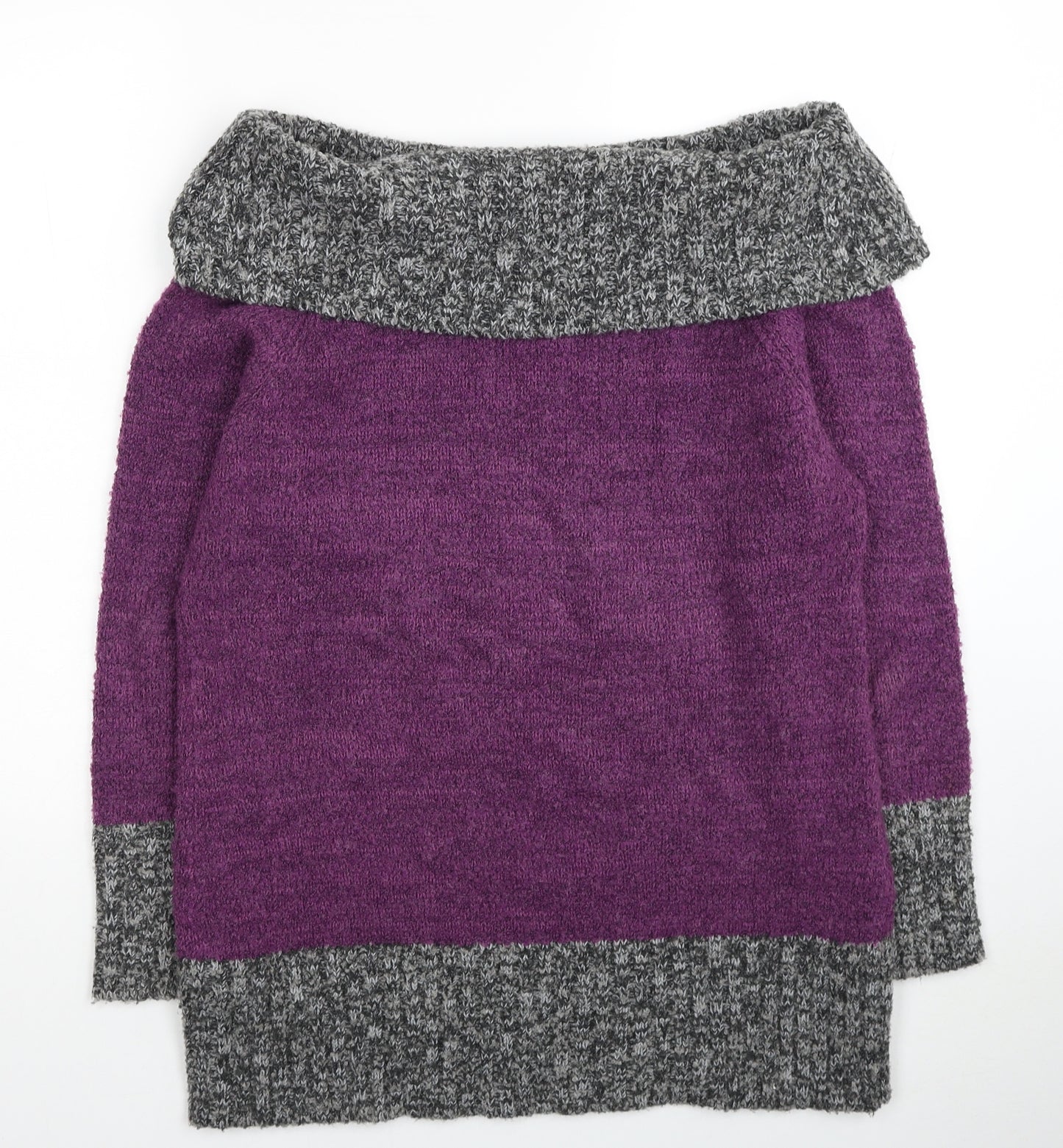 Joe Browns Womens Purple Boat Neck Acrylic Pullover Jumper Size 16