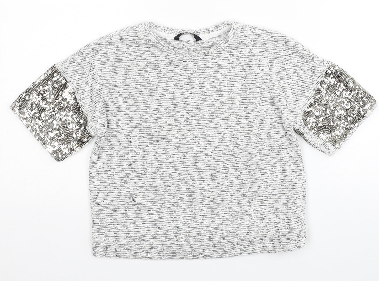 George Girls Grey Round Neck Cotton Pullover Jumper Size 6-7 Years Pullover