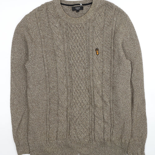 NEXT Mens Beige Crew Neck Cotton Pullover Jumper Size L