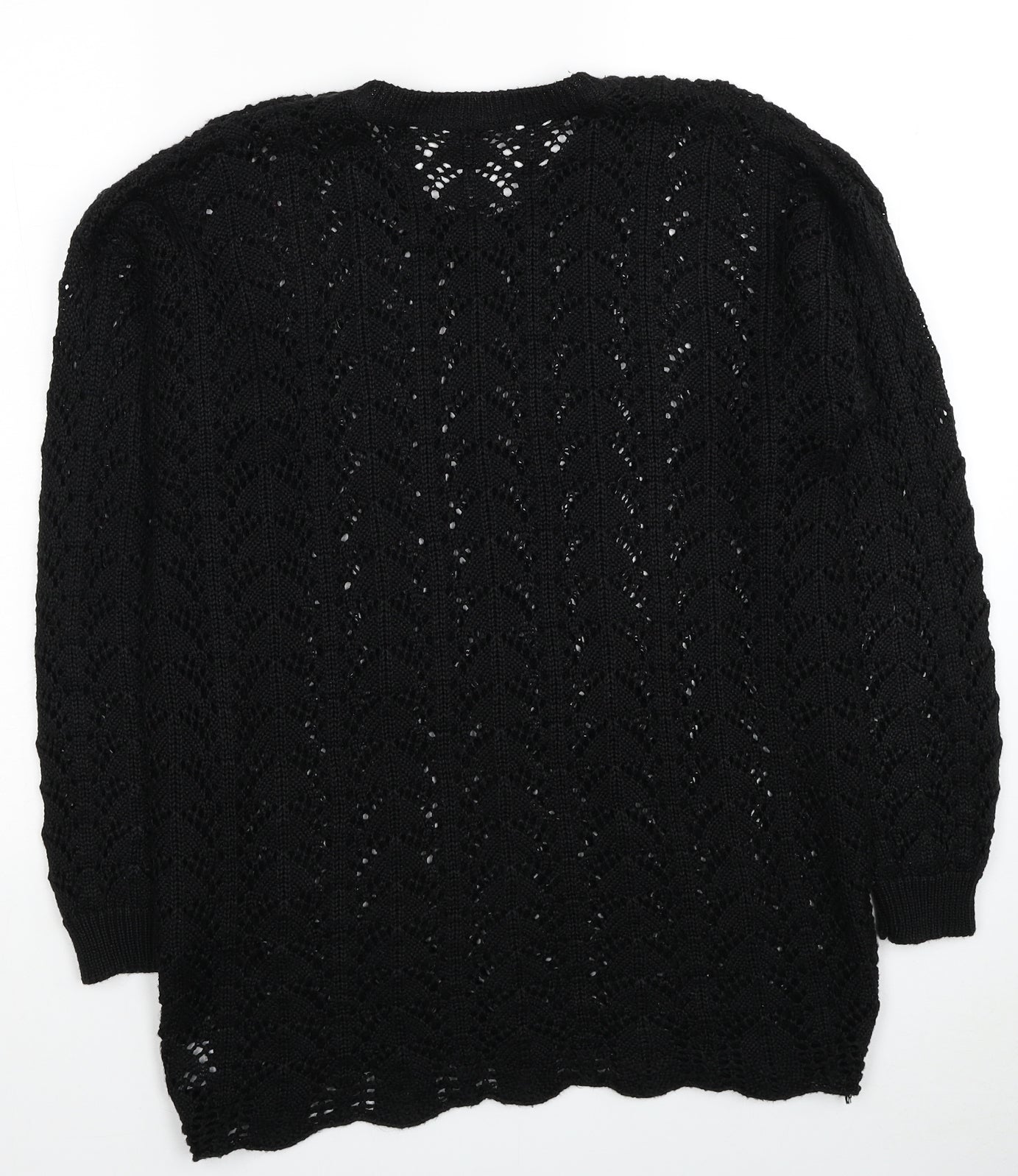 George Womens Black Round Neck Acrylic Pullover Jumper Size 12