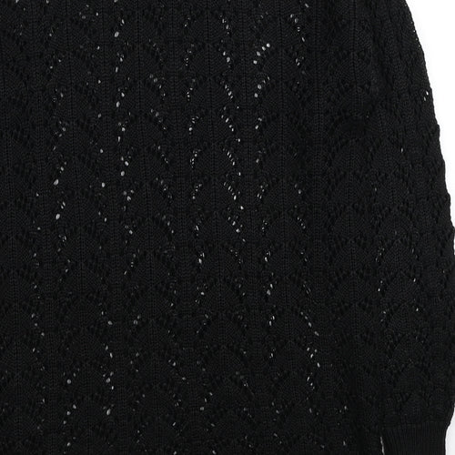 George Womens Black Round Neck Acrylic Pullover Jumper Size 12