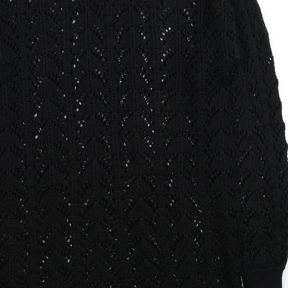 George Womens Black Round Neck Acrylic Pullover Jumper Size 12