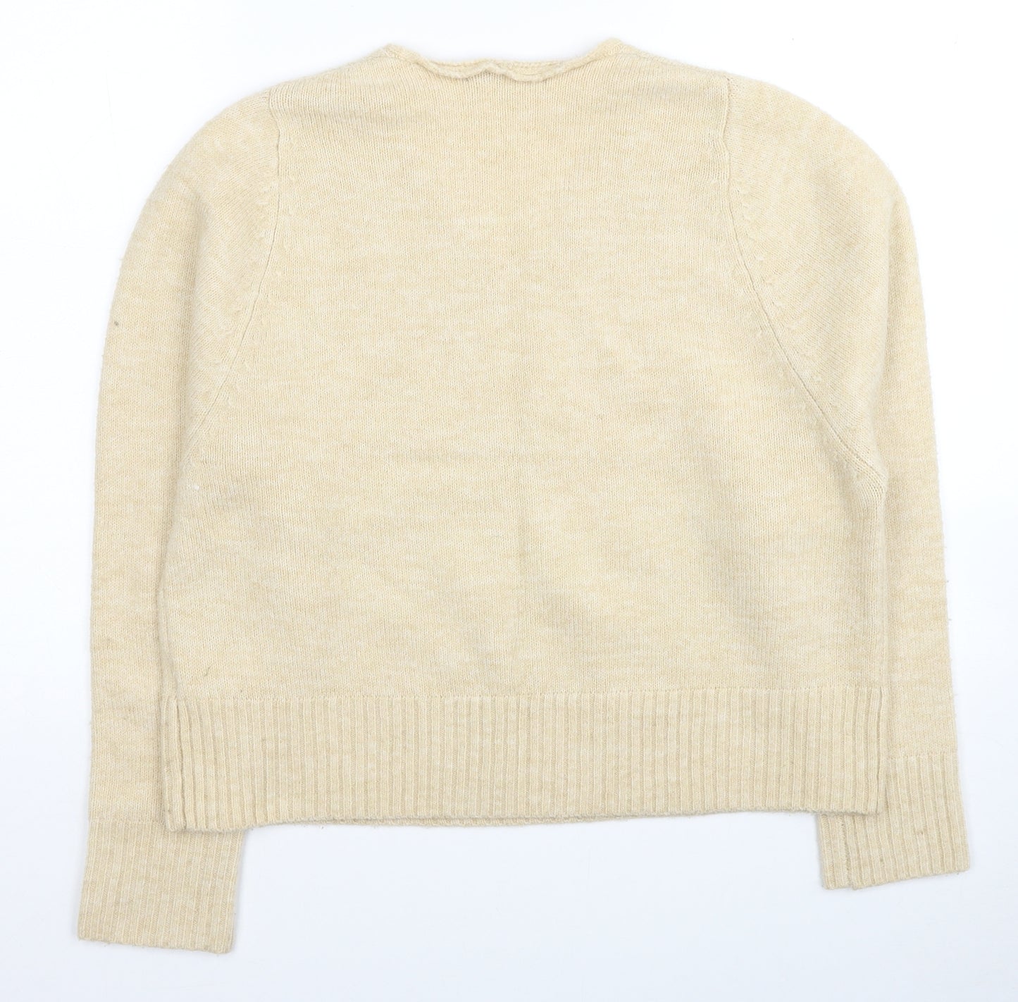 Myself TopFeeling Womens Beige V-Neck Acrylic Pullover Jumper Size S