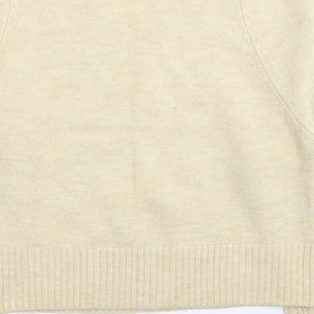 Myself TopFeeling Womens Beige V-Neck Acrylic Pullover Jumper Size S