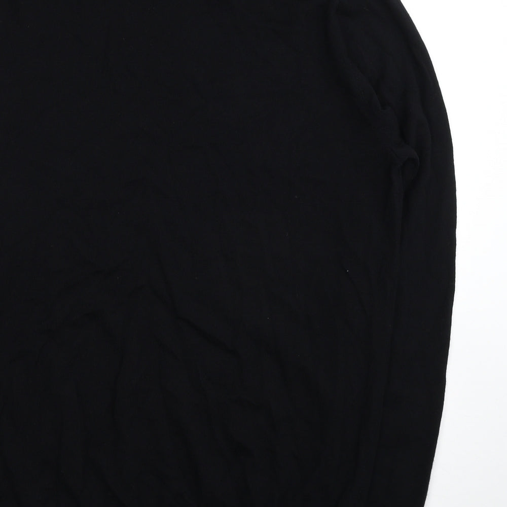 Uniqlo Mens Black V-Neck Wool Pullover Jumper Size L