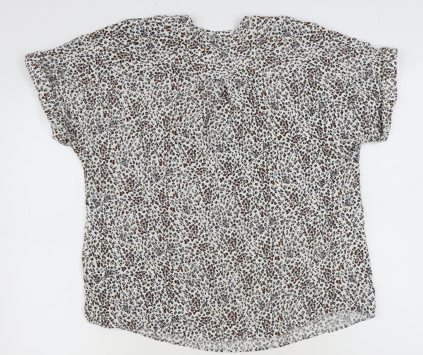 Papaya Womens Ivory Animal Print Viscose Basic Blouse Size 14 V-Neck