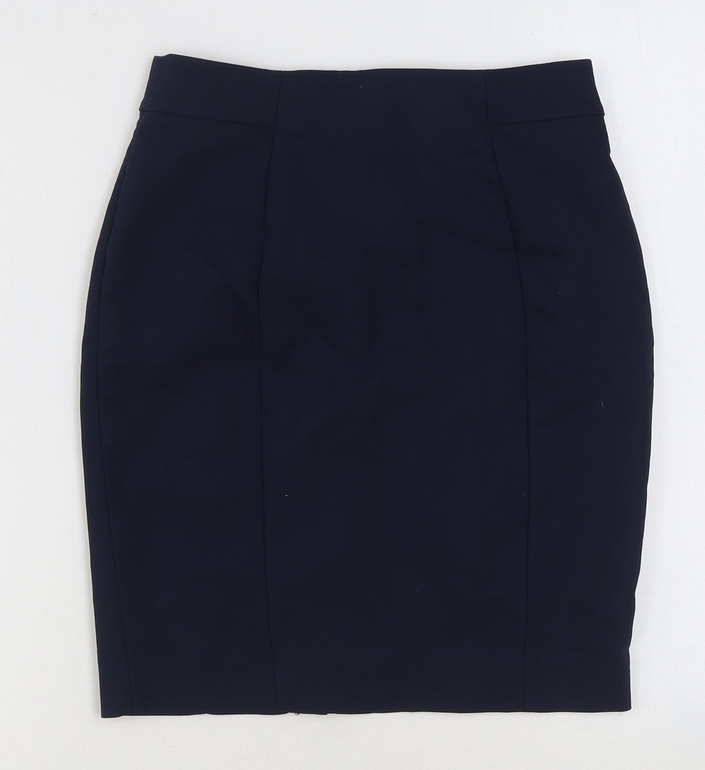 H&M Womens Blue Cotton Straight & Pencil Skirt Size 10 Zip
