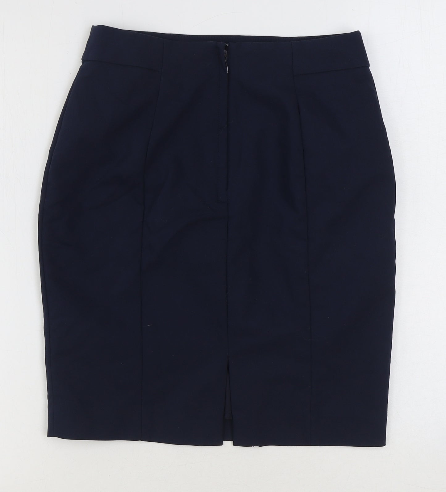H&M Womens Blue Cotton Straight & Pencil Skirt Size 10 Zip