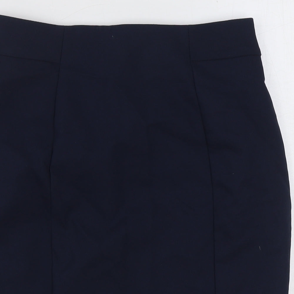H&M Womens Blue Cotton Straight & Pencil Skirt Size 10 Zip
