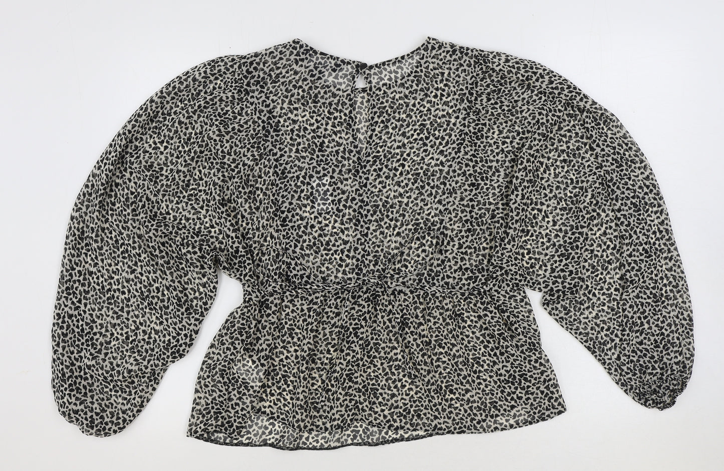Primark Womens Multicoloured Animal Print Polyester Basic Blouse Size 12 Round Neck - Leopard Print
