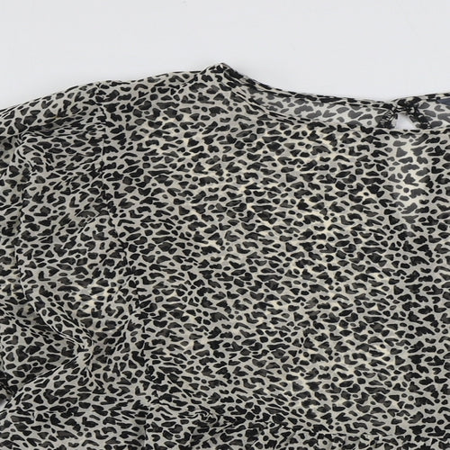 Primark Womens Multicoloured Animal Print Polyester Basic Blouse Size 12 Round Neck - Leopard Print