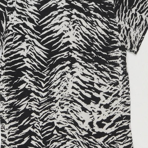 PRETTYLITTLETHING Womens Multicoloured Animal Print Viscose T-Shirt Dress Size 4 Round Neck Pullover - Zebra Pattern