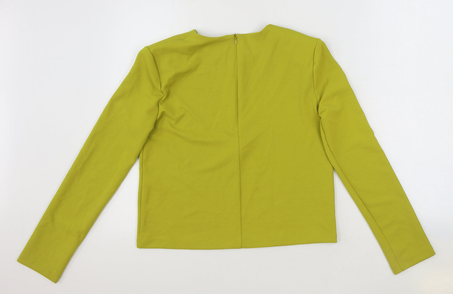 Zara Womens Yellow Polyester Basic Blouse Size M Round Neck