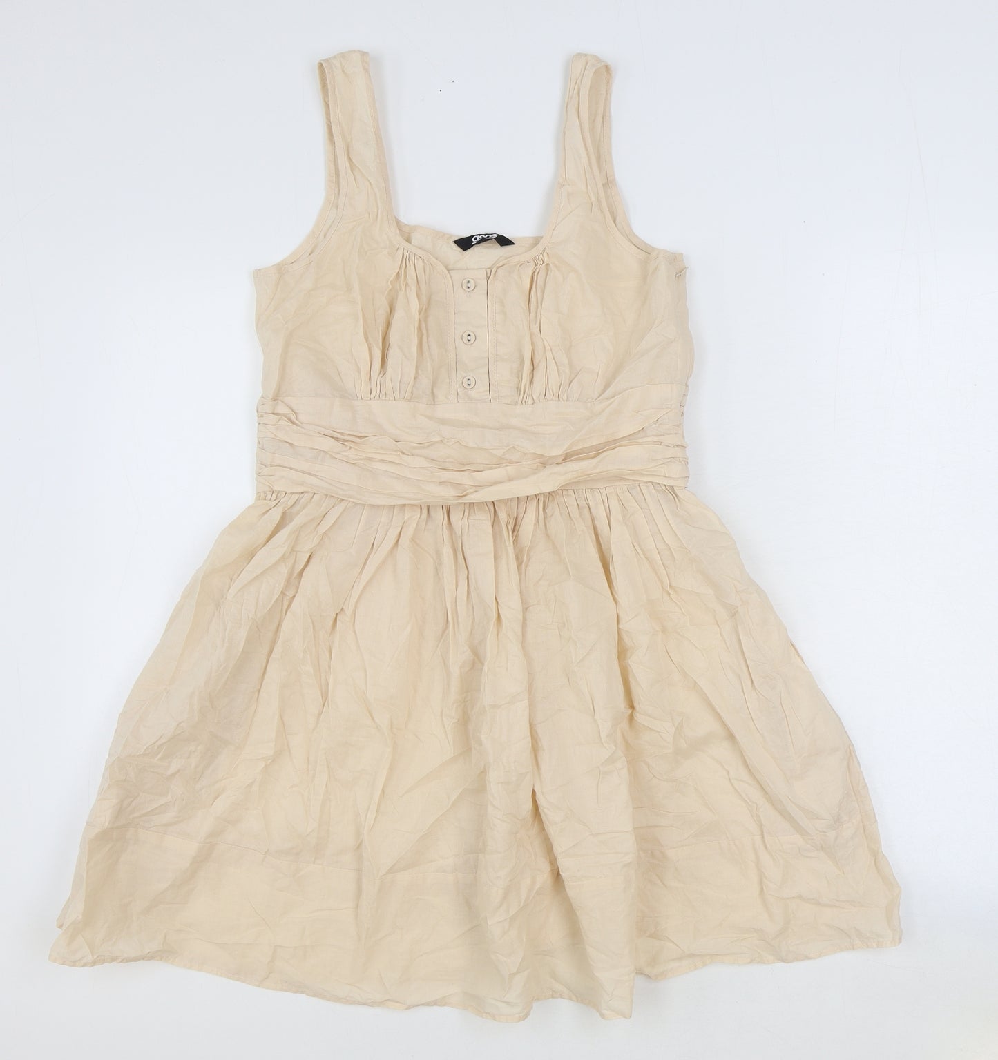 ASOS Womens Beige 100% Cotton A-Line Size 12 Round Neck Zip