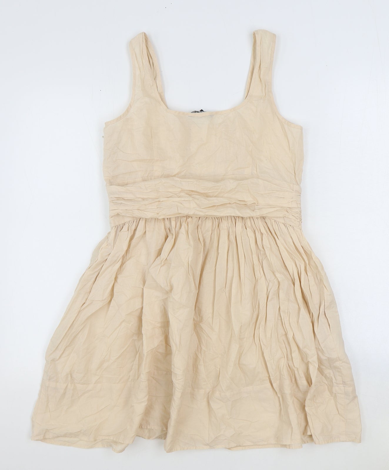 ASOS Womens Beige 100% Cotton A-Line Size 12 Round Neck Zip