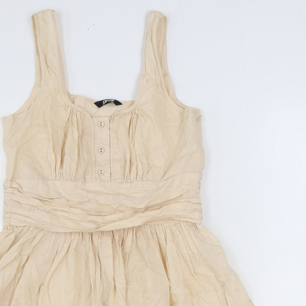 ASOS Womens Beige 100% Cotton A-Line Size 12 Round Neck Zip