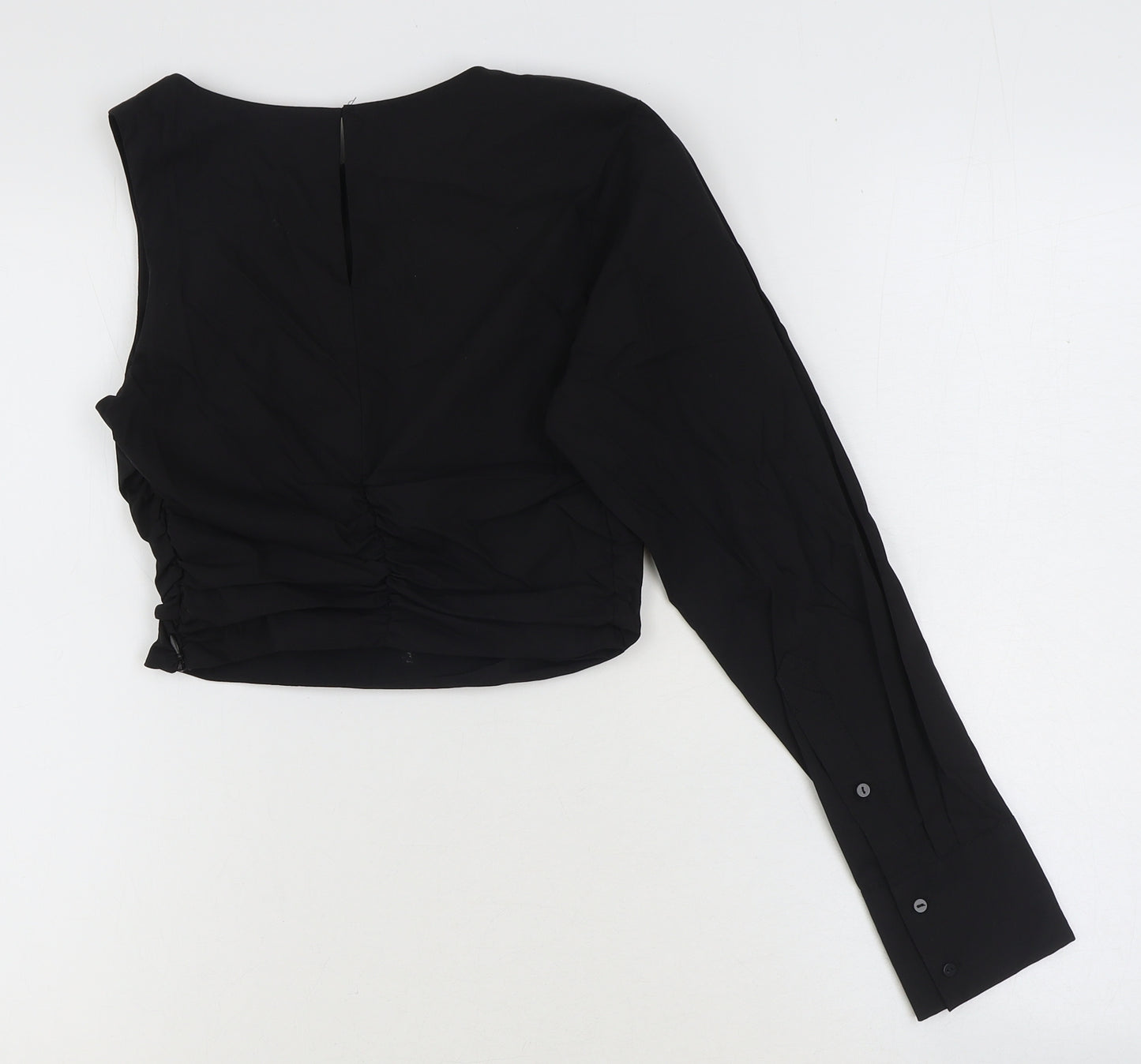 Zara Womens Black Polyester Basic Blouse Size XS One Shoulder