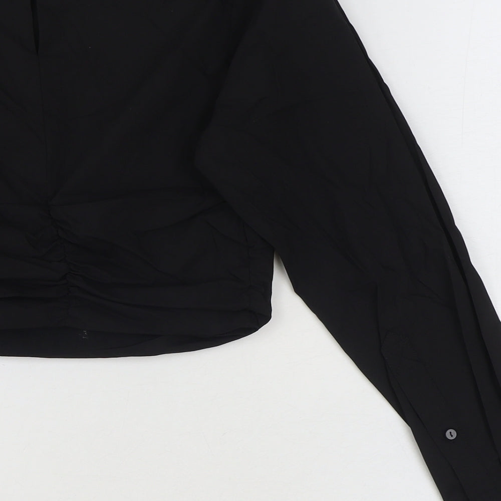 Zara Womens Black Polyester Basic Blouse Size XS One Shoulder