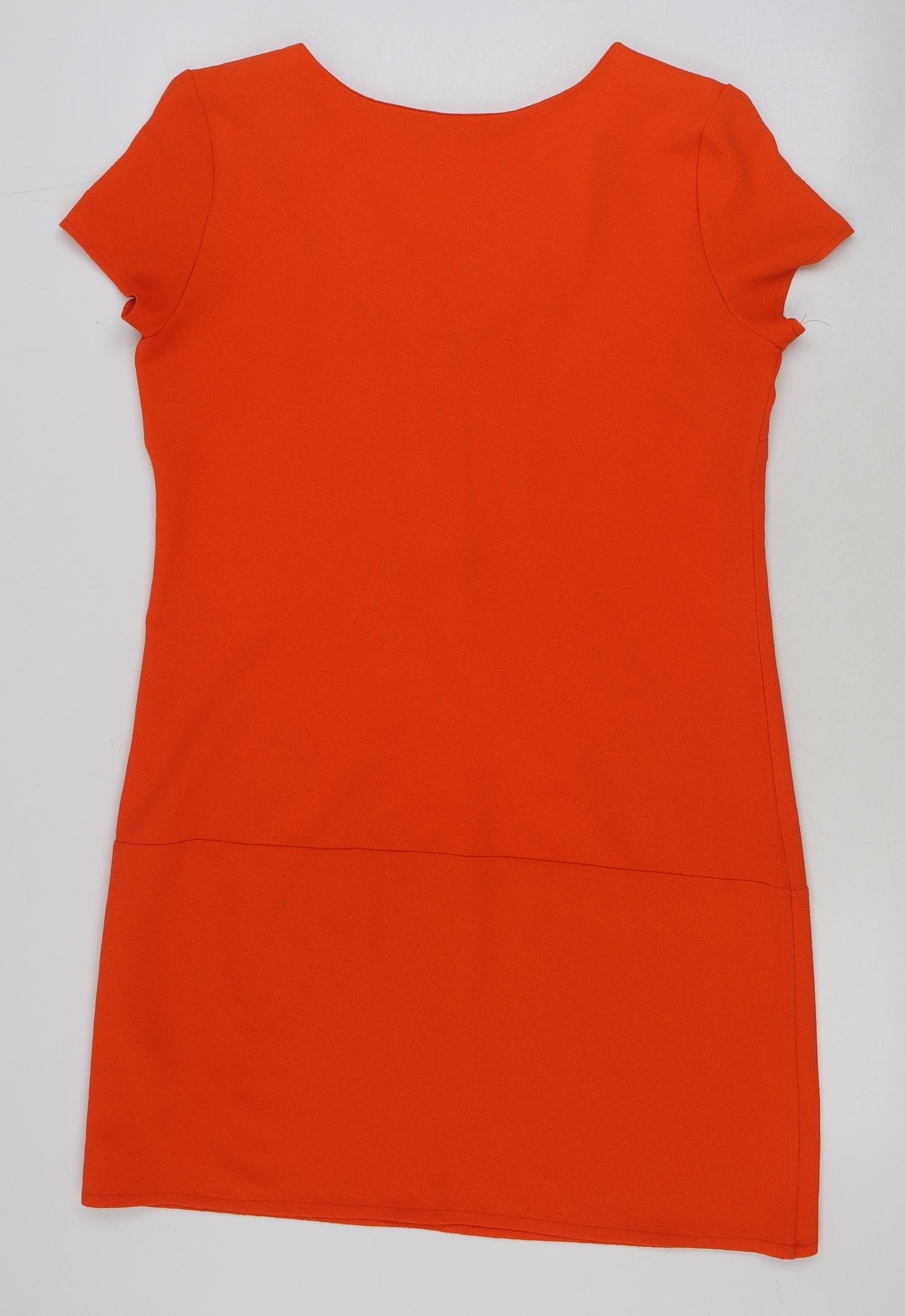 Wallis Womens Orange Polyester Shift Size 12 V-Neck Zip
