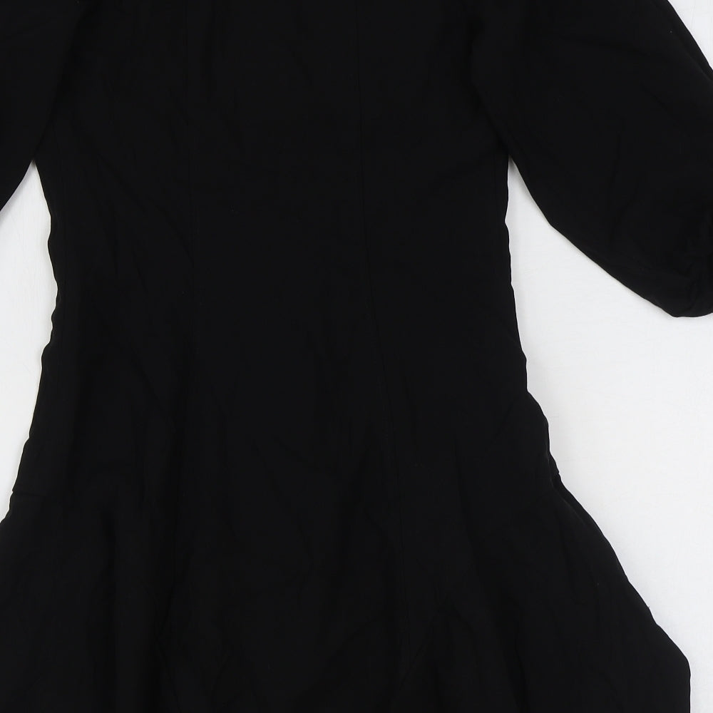 Zara Womens Black 100% Cotton Mini Size M V-Neck
