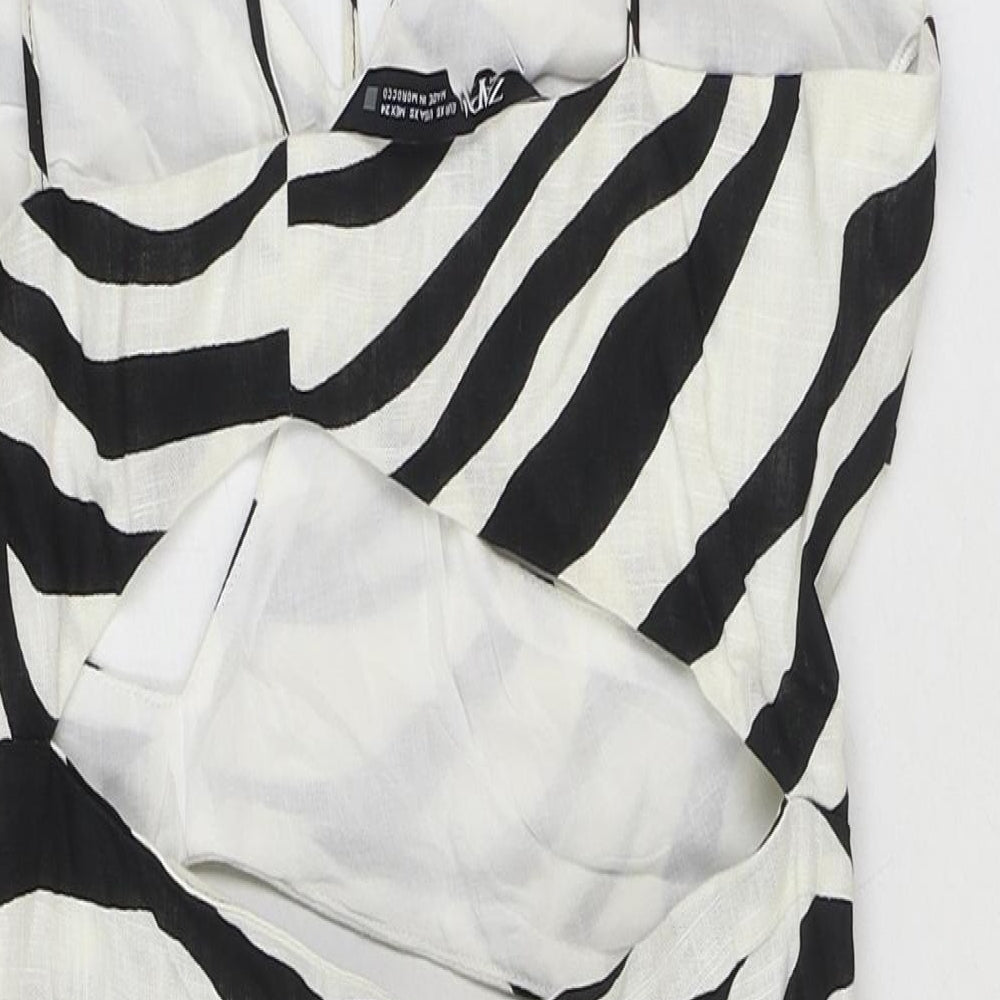 Zara Womens Multicoloured Animal Print Viscose Slip Dress Size XS V-Neck Zip - Zebra Print