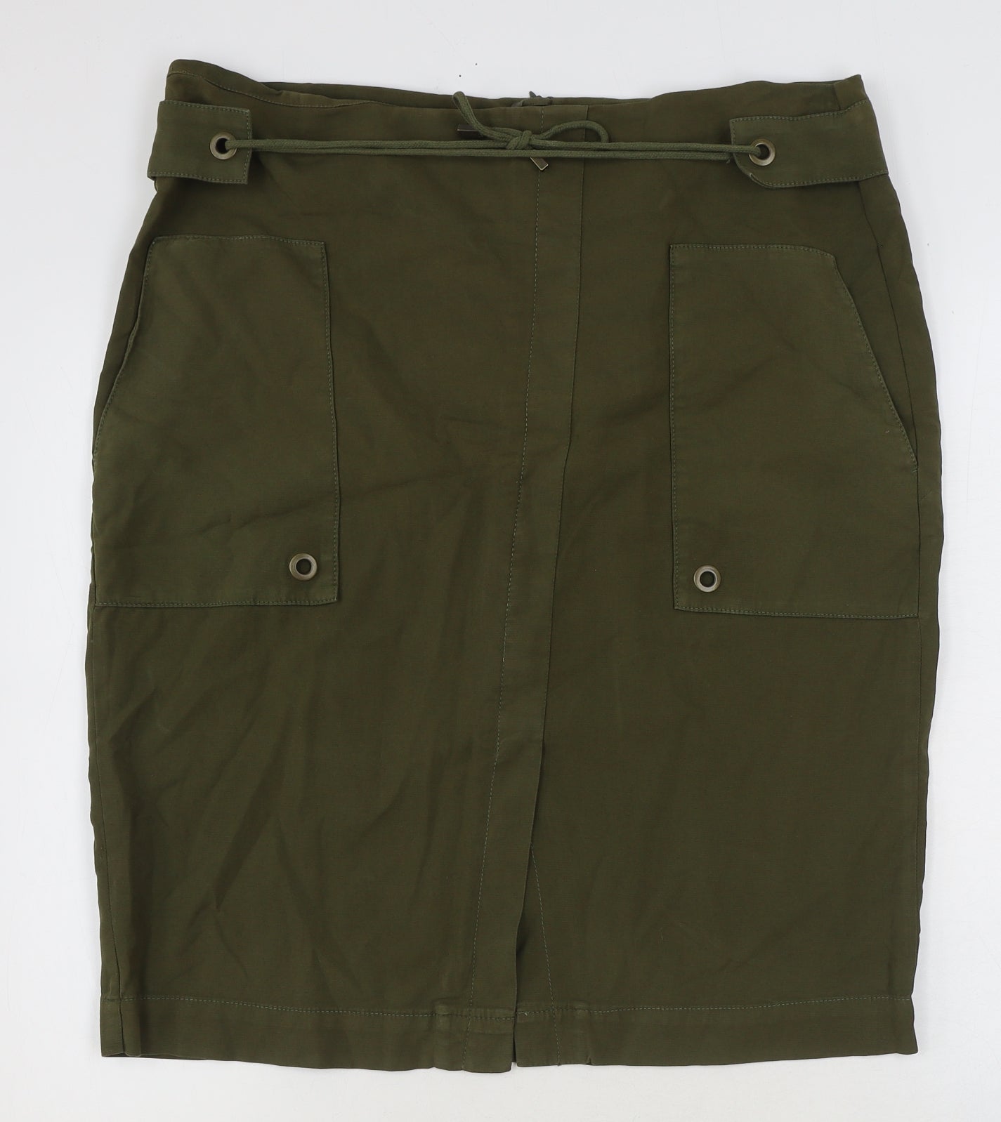 Madeleine Womens Green Cotton Cargo Skirt Size 20 Zip