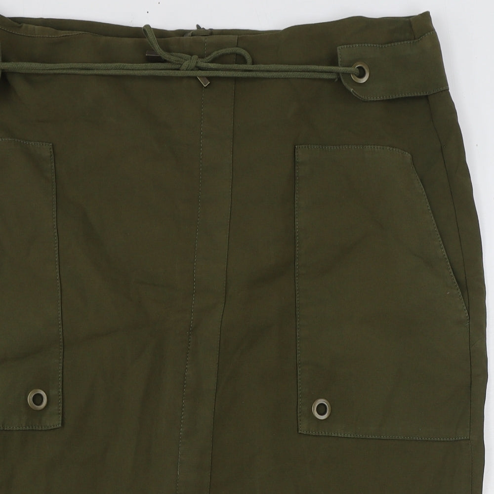 Madeleine Womens Green Cotton Cargo Skirt Size 20 Zip