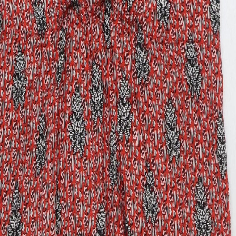 Zara Womens Red Geometric Cotton Jumpsuit One-Piece Size M L23 in Tie