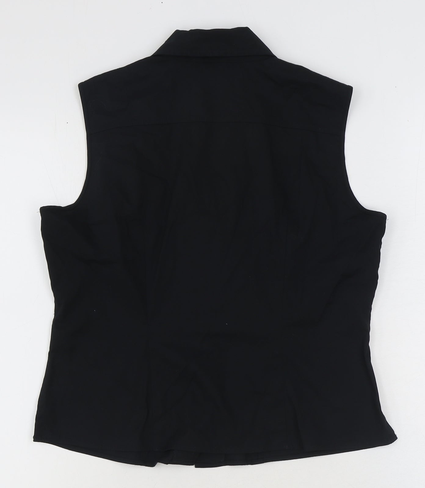 Marks and Spencer Womens Black Cotton Basic Button-Up Size 14 Collared