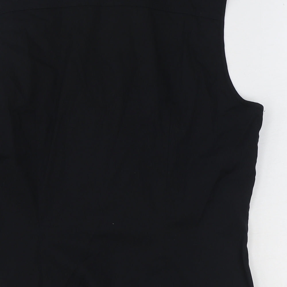 Marks and Spencer Womens Black Cotton Basic Button-Up Size 14 Collared