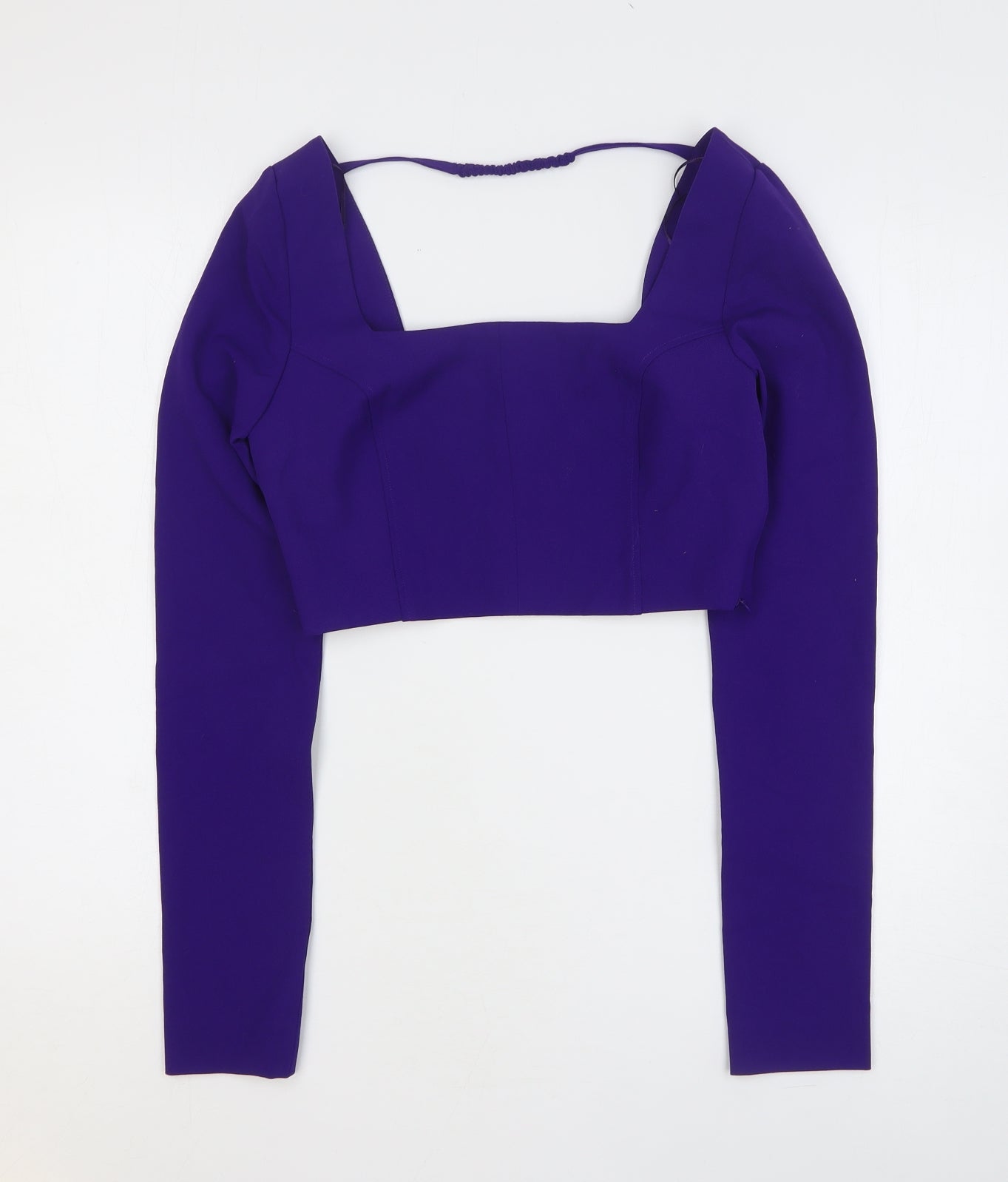 Zara Womens Purple Polyester Cropped Blouse Size S Square Neck