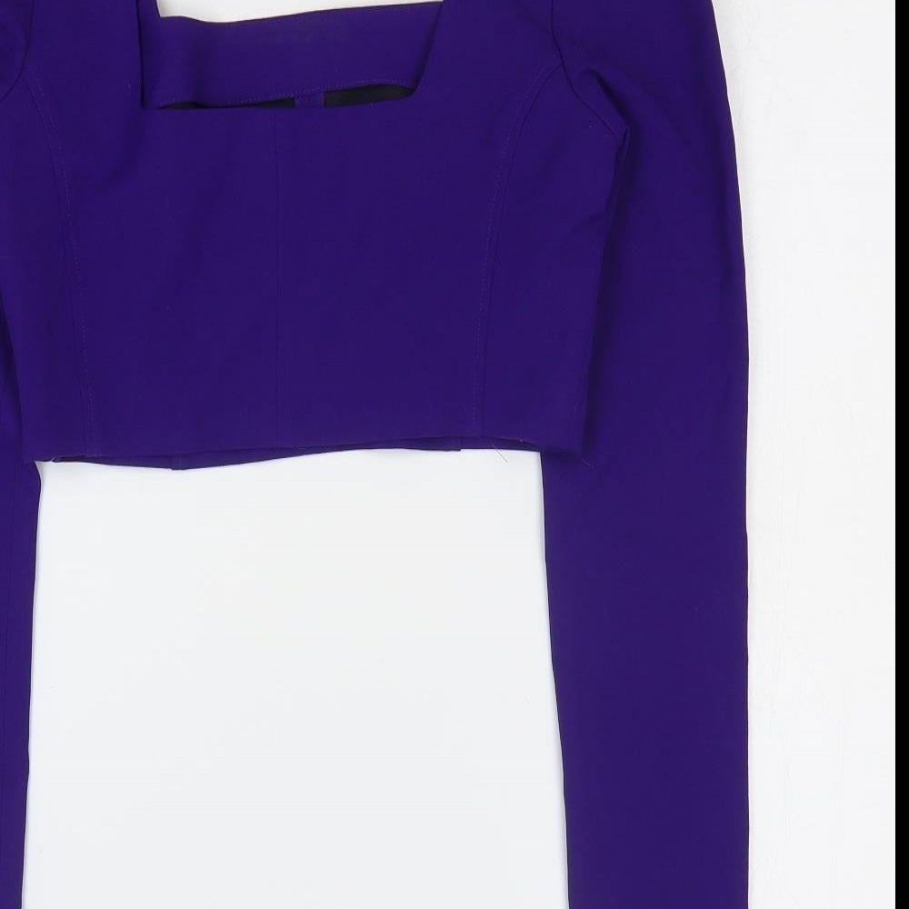 Zara Womens Purple Polyester Cropped Blouse Size S Square Neck