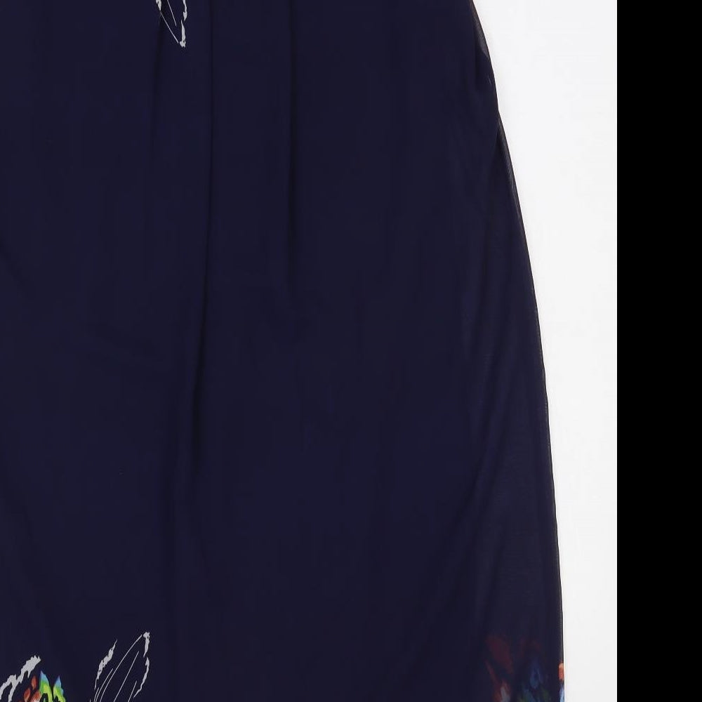 Klass Womens Blue Floral Polyester Shift Size 16 Scoop Neck Pullover