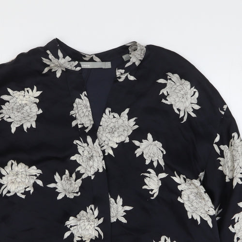 Vince Womens Black Floral Silk Basic Blouse Size XS V-Neck