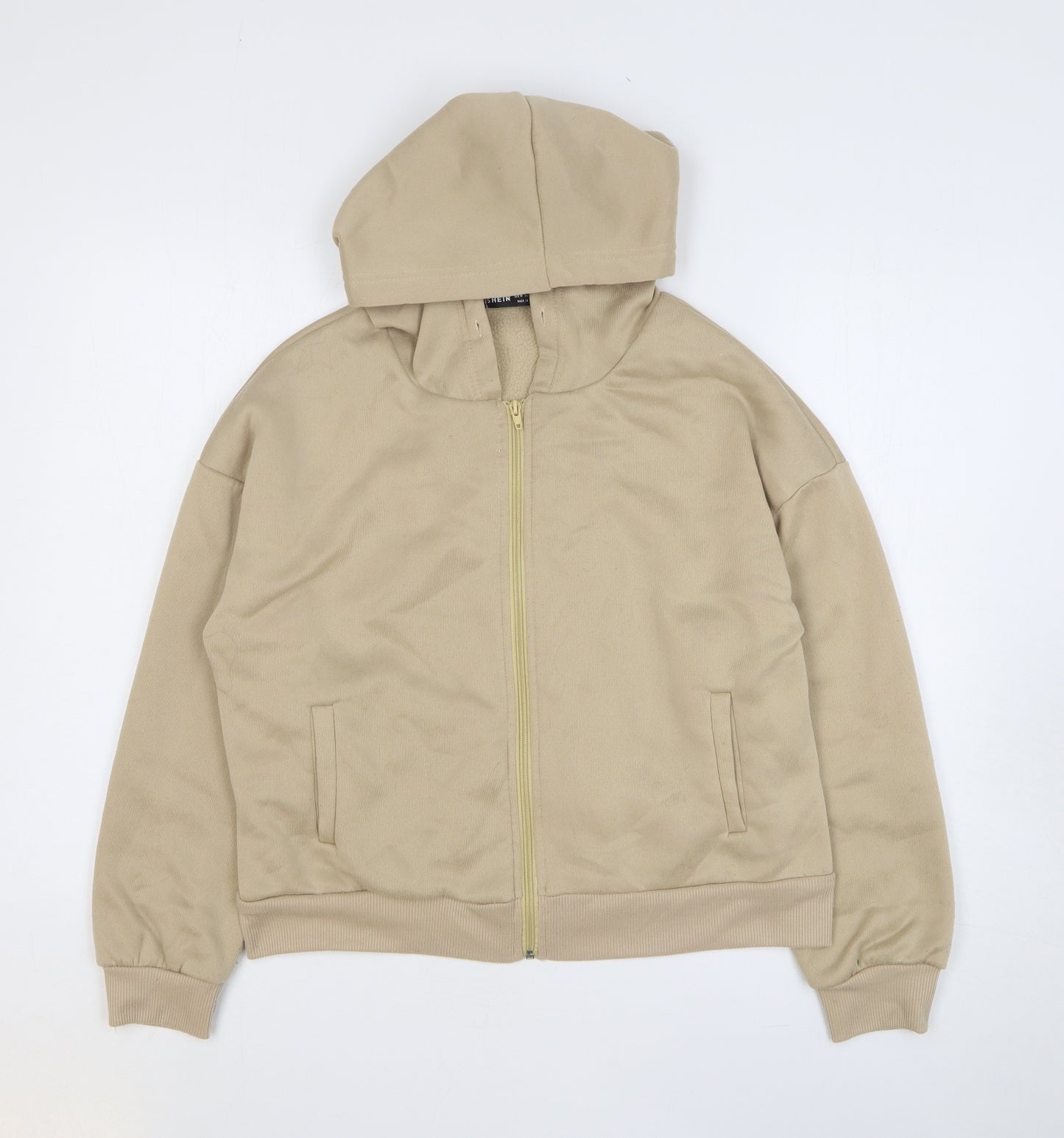 SheIn Womens Beige Cotton Full Zip Hoodie Size M Zip