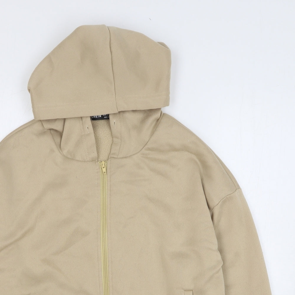 SheIn Womens Beige Cotton Full Zip Hoodie Size M Zip