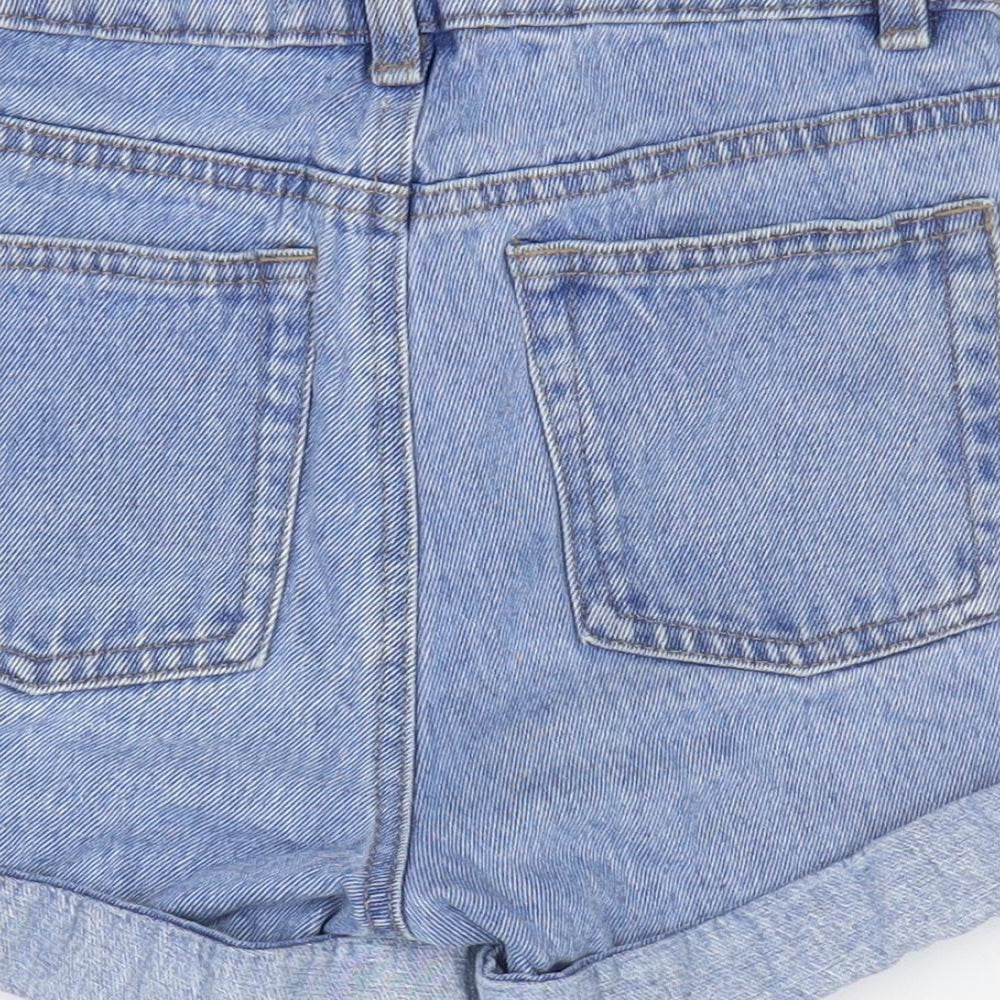 Denim & Co. Girls Blue Cotton Mom Shorts Size 9-10 Years Regular Zip