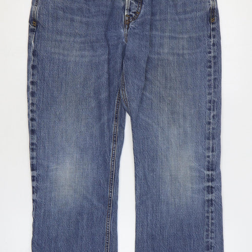 Fat Face Mens Blue Cotton Straight Jeans Size 32 in Regular Zip
