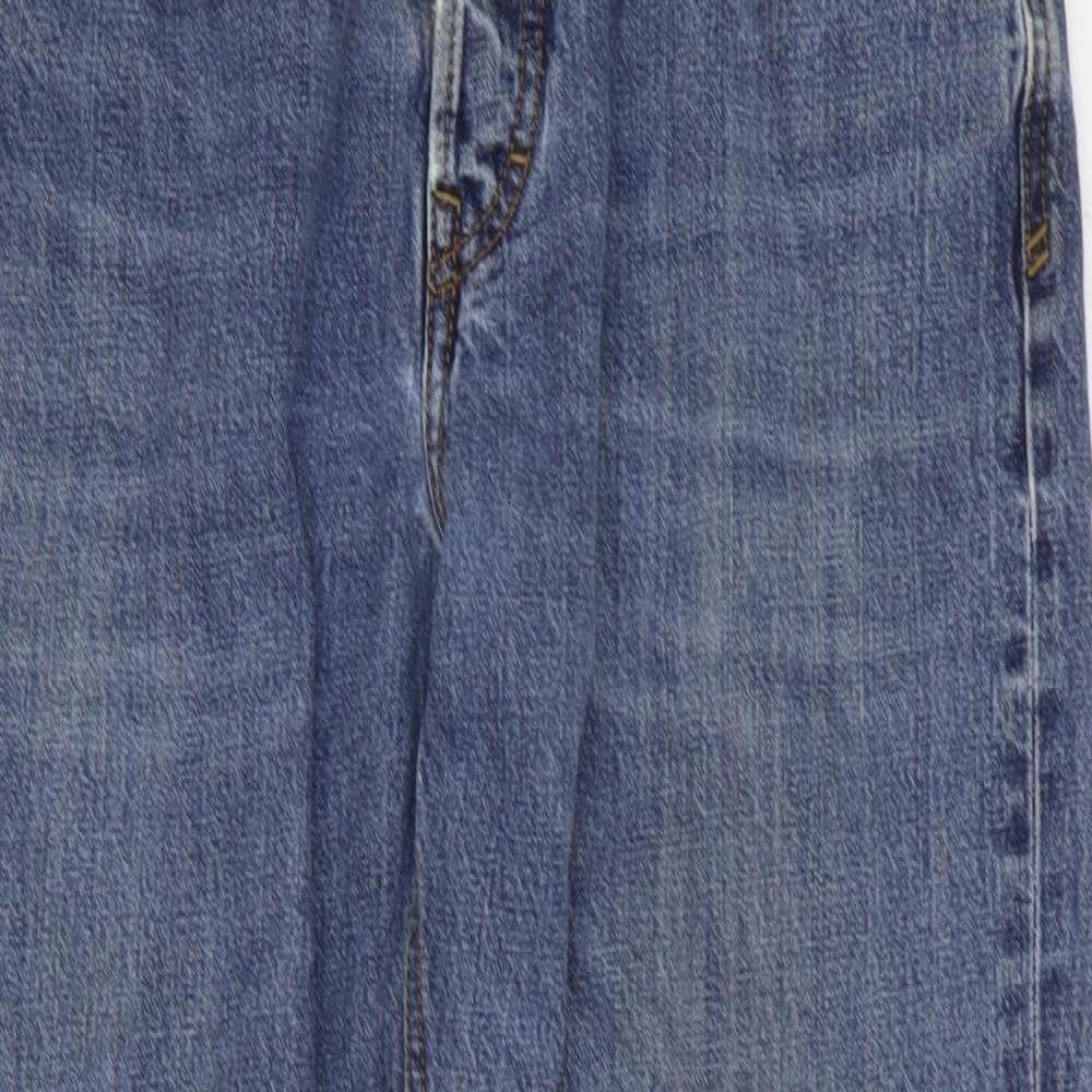 Fat Face Mens Blue Cotton Straight Jeans Size 32 in Regular Zip