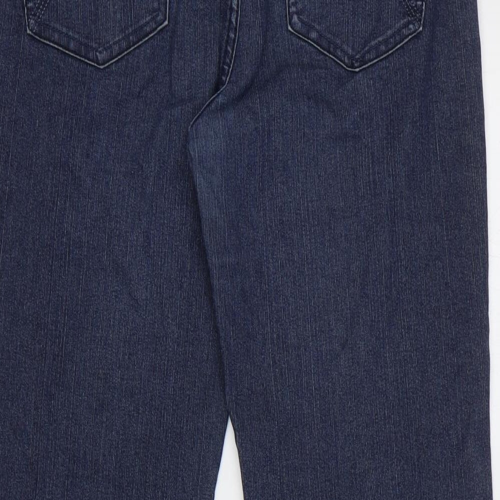 House of Denim Womens Blue Cotton Bootcut Jeans Size 14 Regular Zip - Embroidered Pockets